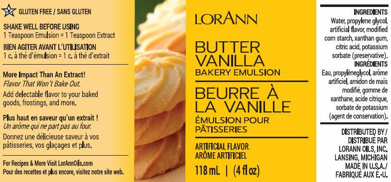 LorAnn Oils Butter Vanilla Bakery Emulsion, 4 fl. oz