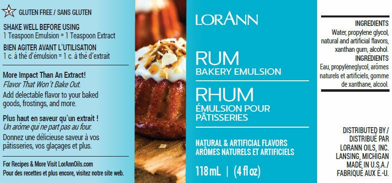 LorAnn Oils Rum Bakery Emulsion, 4 fl. oz