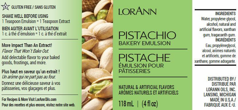 LorAnn Oils Pistachio Bakery Emulsion, 4 fl. oz