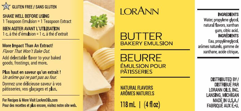 LorAnn Oils Natural Butter Bakery Emulsion, 4 fl. oz