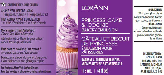 LorAnn Oils Princess Cake and Cookie Bakery Emulsion, 4 fl. oz