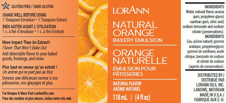 LorAnn Oils Natural Orange Bakery Emulsion, 4 fl. oz