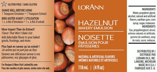 LorAnn Oils Hazelnut Bakery Emulsion, 4 fl. oz