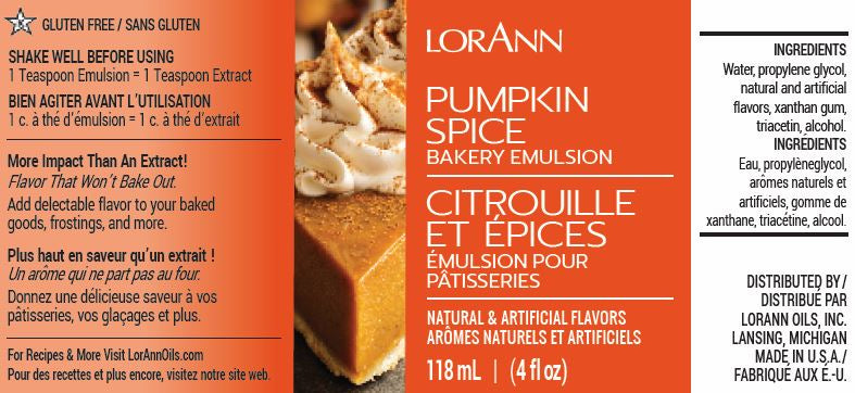 LorAnn Oils Pumpkin Spice Bakery Emulsion, 4 fl. oz