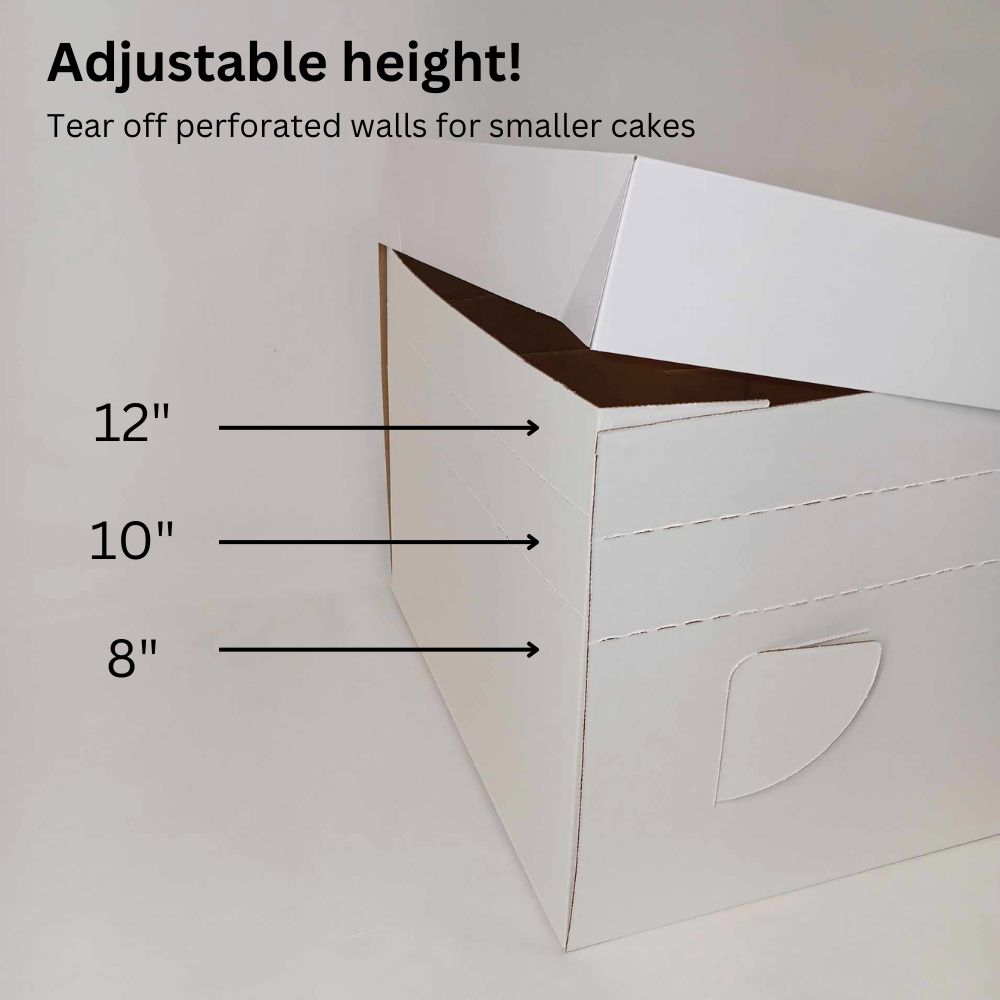 Adjustable Cake/Bakery Transportation Box - 10" x 10" x 12" - 3 count