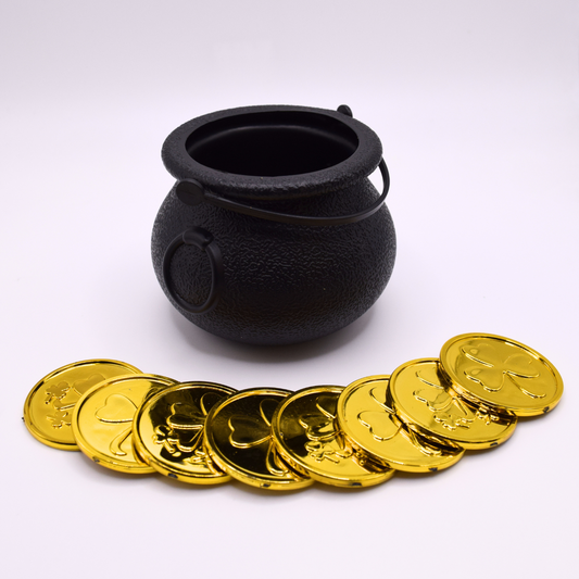 Pot of Gold Cake Topper -  Black Pot with 8 Gold Coins