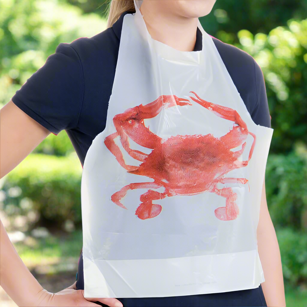 Oasis Supply, Crab Bib, Newspaper Placemats, Butcher Paper Table Cover & Wet Wipe Bundle - 25 Disposable Bibs, Placemats, & Moist Towelettes for Crawfish Boil, Seafood Fest, or Crab Bakes