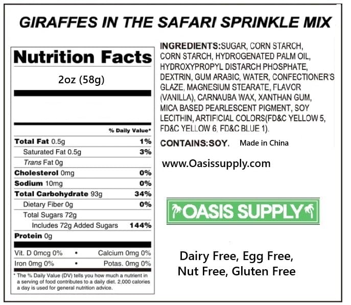 Oasis Supply Baby Shower Sprinkles & Sugar Shapes. Edible Decorations for Cakes, Cupcakes, and Cookies. Gender Reveal, Boy, Girl, and Neutral Party Baking Decorations (Giraffes/Safari - Assorted)