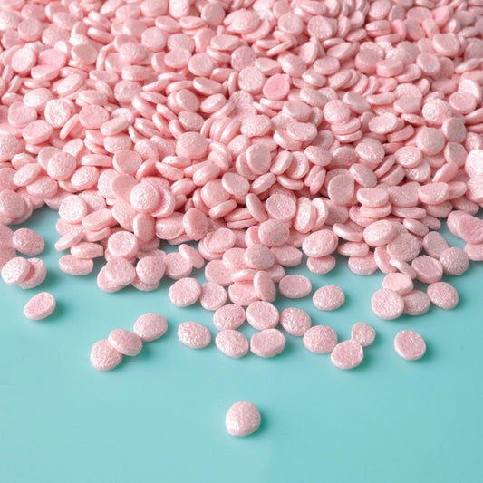 Oasis Supply Baby Shower Sprinkles & Sugar Shapes. Edible Decorations for Cakes, Cupcakes, and Cookies. Gender Reveal, Boy, Girl, and Neutral Party Baking Decorations (Pearl Quins - Pink)
