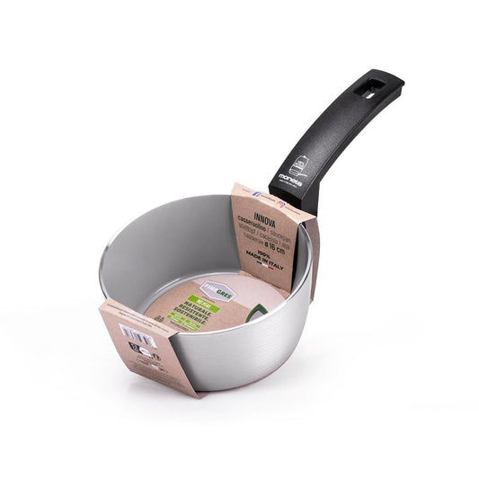 Moneta Innova Saucepan 1 m 16 cm, Natural FineGres Coating (NO PFAS), Also Suitable for Induction, 100% Made in Italy