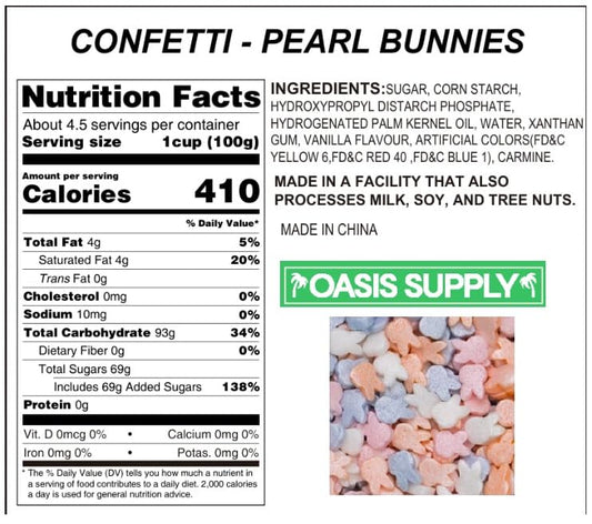 Oasis Supply Easter & Spring Sprinkle Mix Collection - Pearl Bunnies Quin Sprinkles - 3 oz