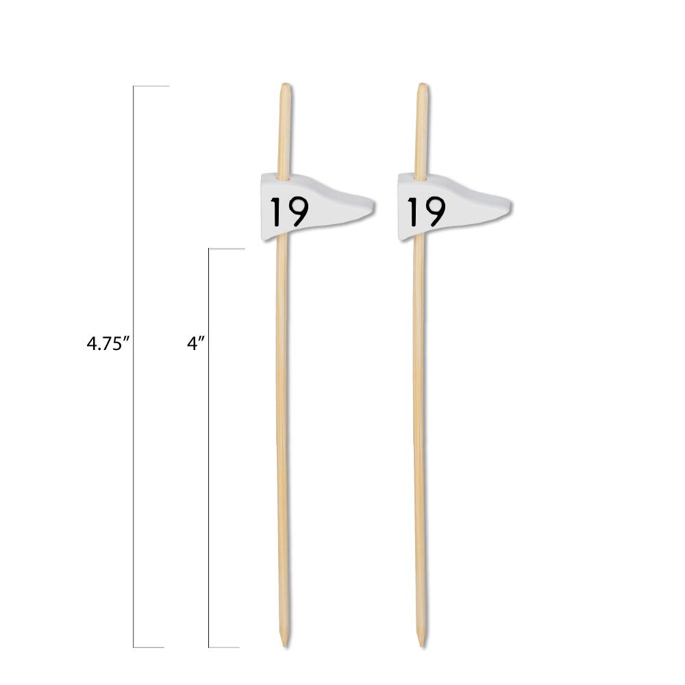 19th Hole Flag Golf Bamboo Food / Cocktail Picks, 4 3/4" - 100 or 1000 count