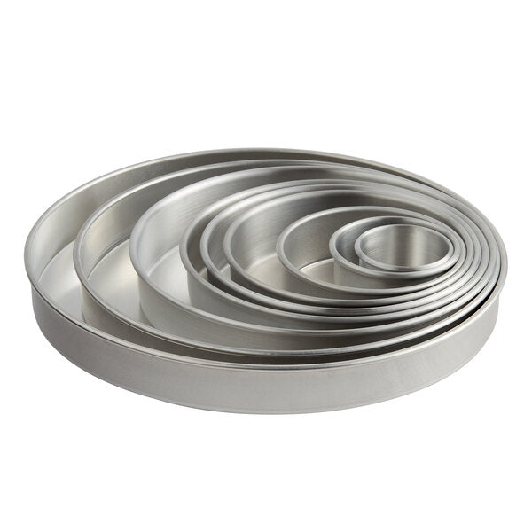 Round Straight-Sided Aluminum Cake Pans - 2" high - Choose Diameter from 3" to 16"