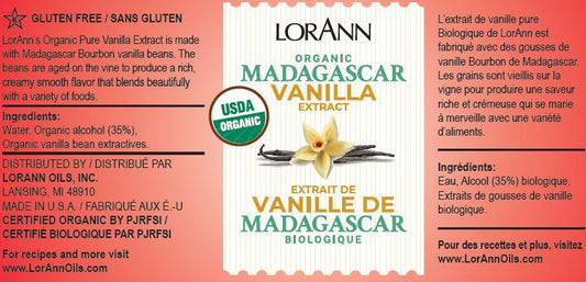 Lorann Oils, Organic Madagascar Vanilla Extract, 4 oz.