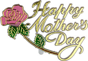 Happy Mother's Day Rose Plaque Cake Toppers, 3" - 6 or 24 pieces