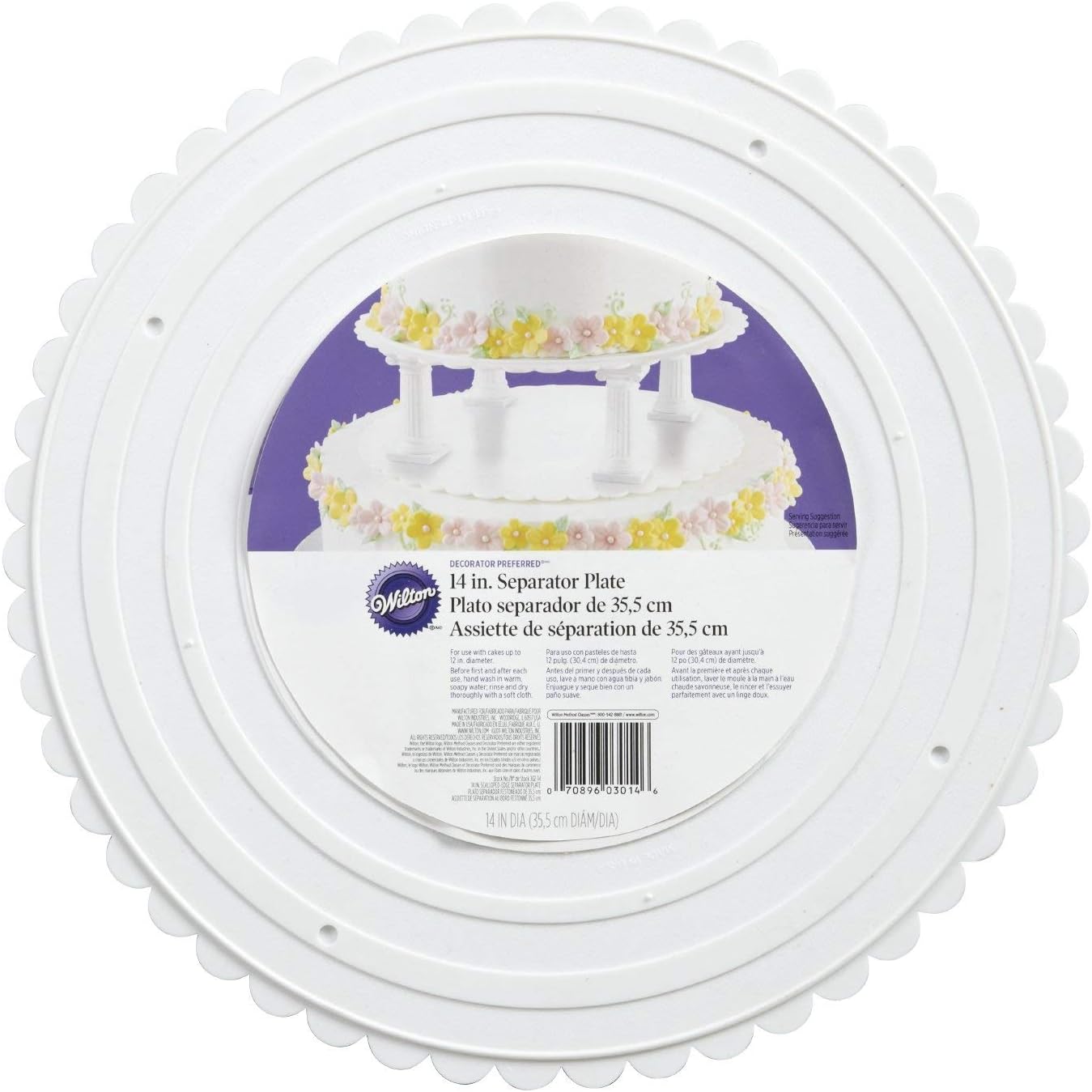 Wilton, Decorator Preferred Round Scalloped Edge Cake Separator Plates, 6" to 14"