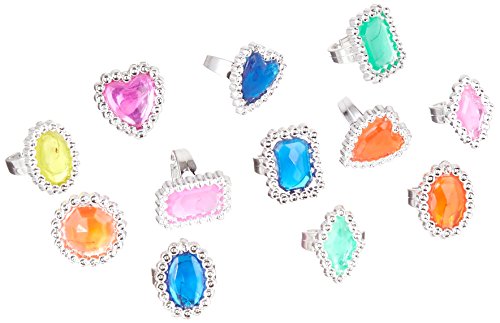 Plastic Jewel Rings, 24 Count Assortment