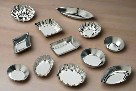 Small Tartlet Mold Set Tinplate - 1-1/2" To 2-1/2" - 6 Styles, - 72 Pcs