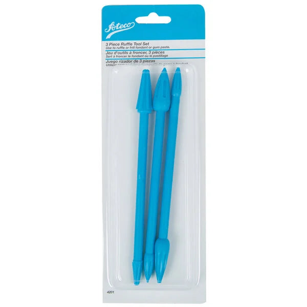 Ateco 4201 3-Piece Ruffle Tool Set – 6 Shapes for Elegant Fondant Detailing