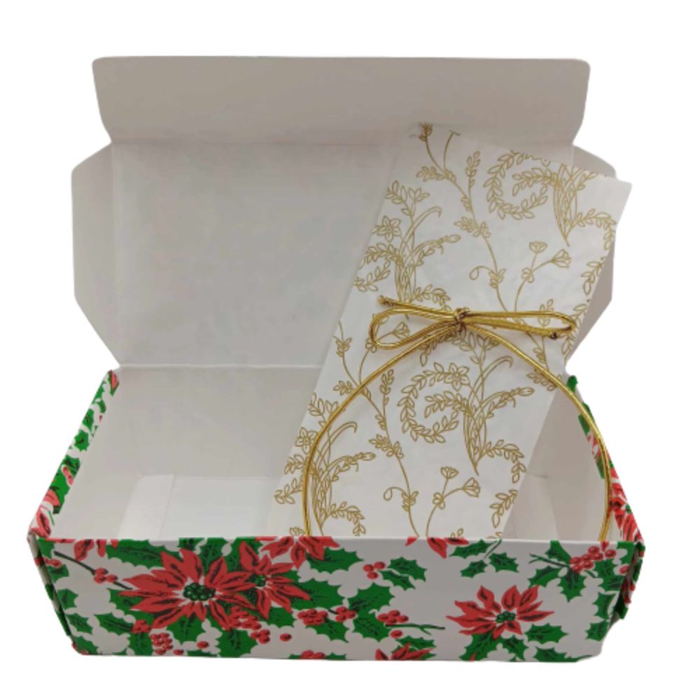 Poinsettia 1/2 lb. Candy Boxes Kit - 12 boxes, 12 pads & 12 gold loop ribbons