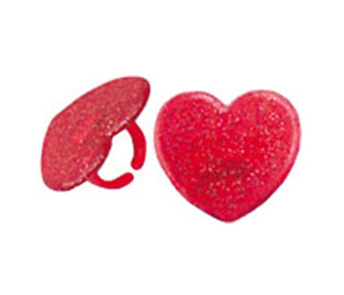 Red Glitter Heart Rings - 12 or 72 pcs