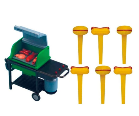 Barbecue Grill with Hamburger and Hotdog Picks Kit