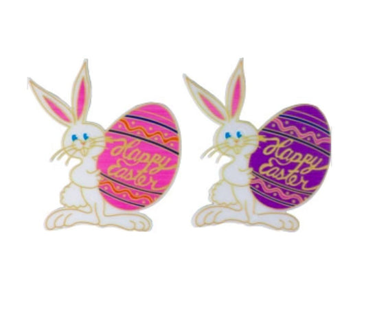 Plastic Happy Easter Bunny with Egg Plaque, 3 1/2"