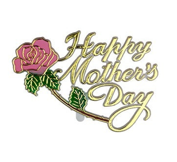 Happy Mother's Day Rose Plaque Cake Toppers, 3" - 6 or 24 pieces