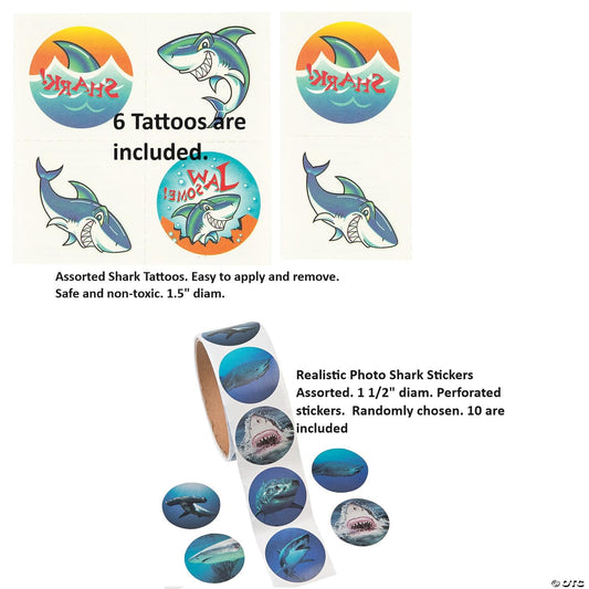 41 Piece Shark Party Kit (ideal for medium size cake & added cupcakes with favors)