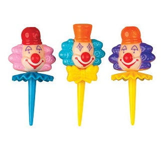 Clown Head Picks - Ruffles & Bowties- 48 Count