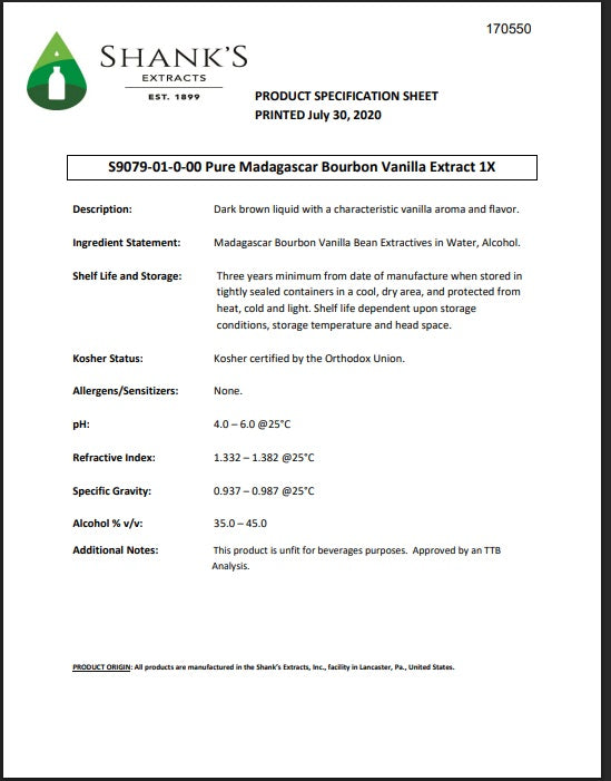 Shank's Pure Vanilla Extract, 2 oz