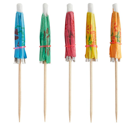 4" Drink Umbrella / Parasol Pick with Assorted Colors, 144 or 1440 count