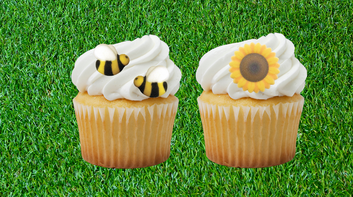 Edible Bees & Sunflower Sugar Shapes *Available in Combo Assortment*