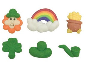 Edible, St. Pat's Royal Icing Charms Assortment - Size: 3/4"-1+"