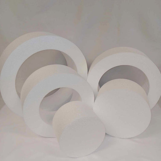 Oasis Supply "Hollow Donut Style EPS Styrofoam Dummy Cake Set - 5" High by 6" 8" 10" 12" 14" -- Stack up to 5 Tiers