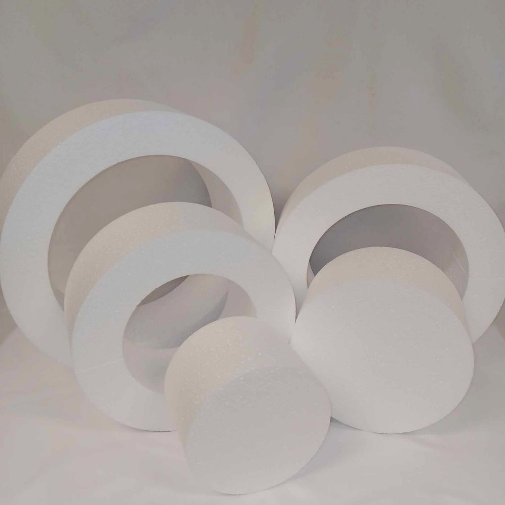 5 Piece Round Fake Cake Set / Dummy Cake Set - 3" High by 6" 8" 10" 12" 14" -- Stack up to 5 Tiers