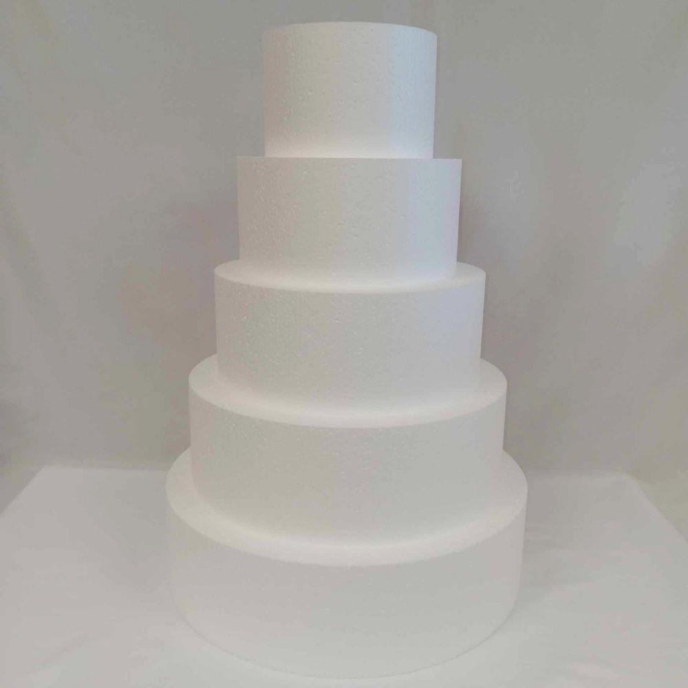 5 Piece Round Fake Cake Set / Dummy Cake Set - 5" High by 6" 8" 10" 12" 14" -- Stack up to 5 Tiers