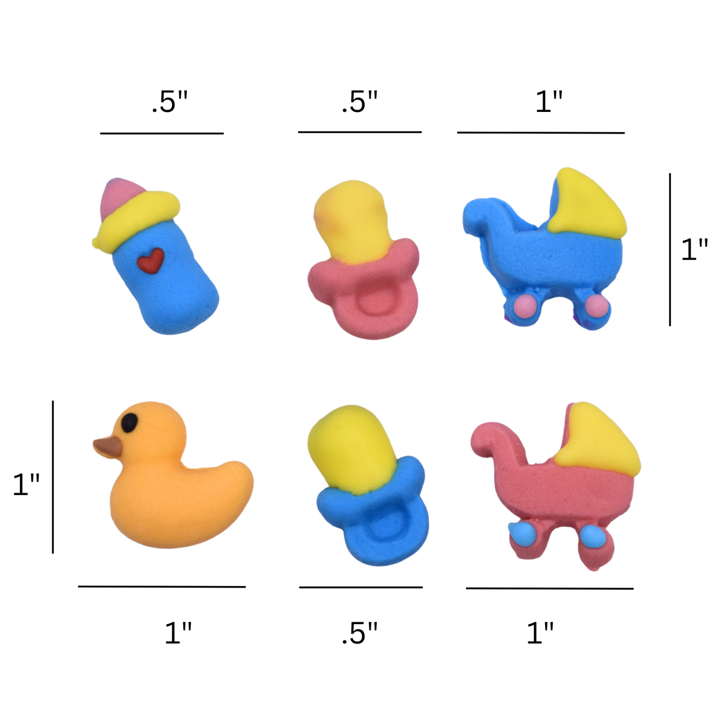 Baby, Gender Reveal, Baby shower Cake and Cupcake Toppers, 15 Piece Set, Bottle, Carriage, Pacifier, Rubber Ducks