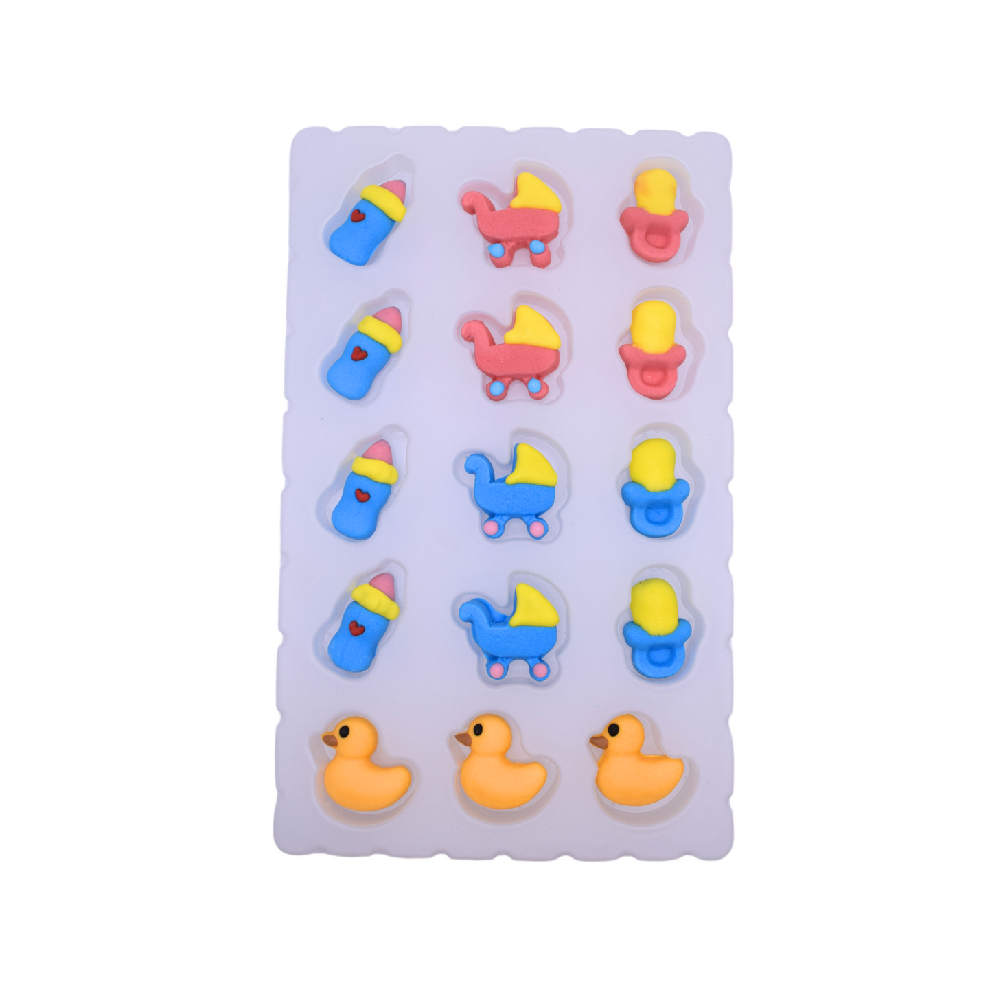 Baby, Gender Reveal, Baby shower Cake and Cupcake Toppers, 15 Piece Set, Bottle, Carriage, Pacifier, Rubber Ducks