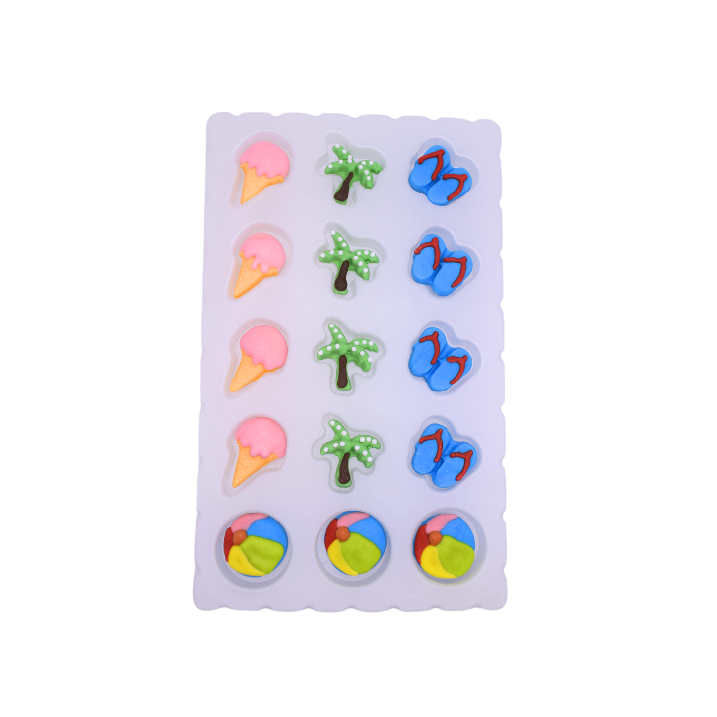 Beach - Edible Cake and Cupcake Topper Sugars, 15 Count Set, Ice Cream, Palm Trees, Sandals, Beach Ball