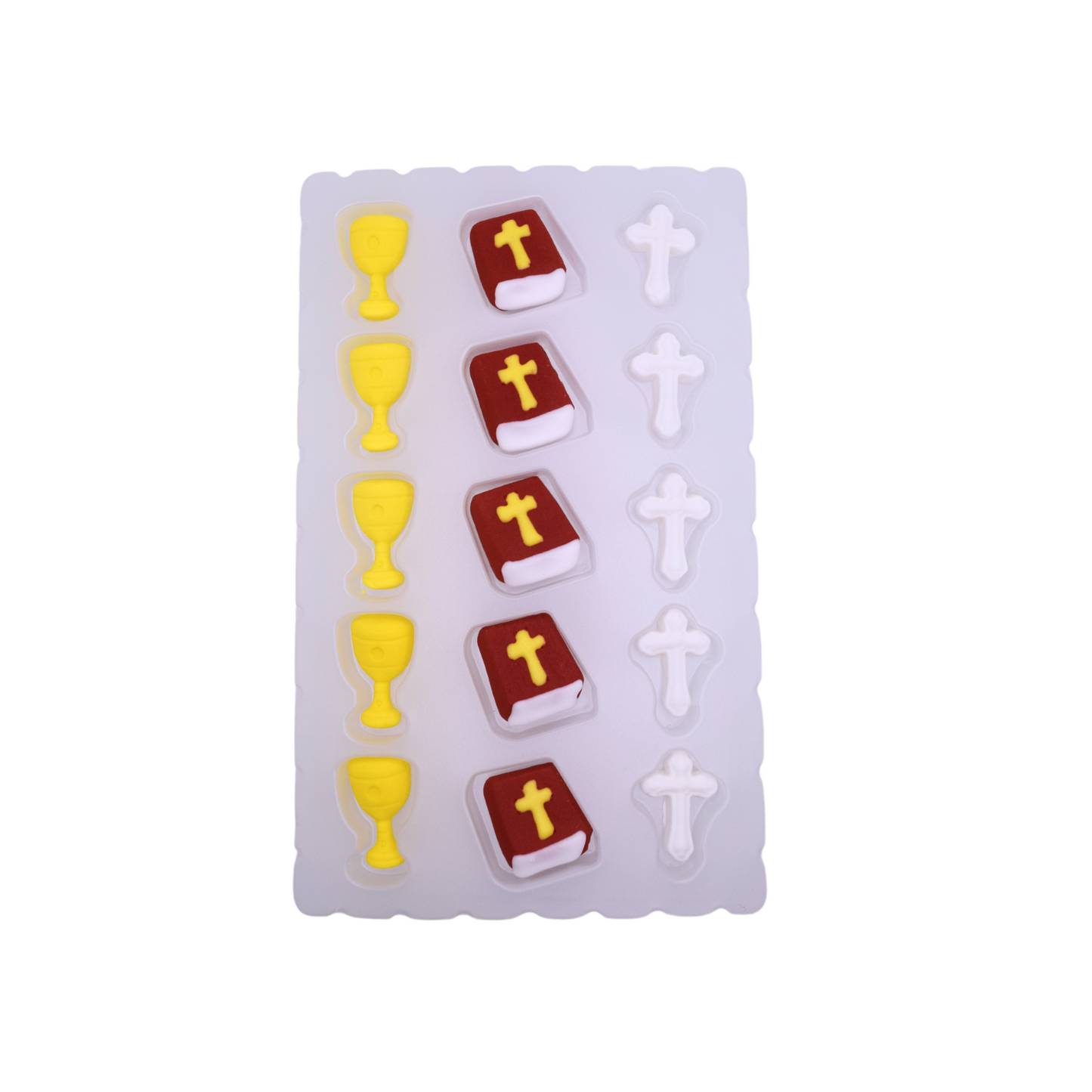 Religious, Christian - Edible Cake and Cupcake Toppers - 15 Count Chalice, Bible, and Cross