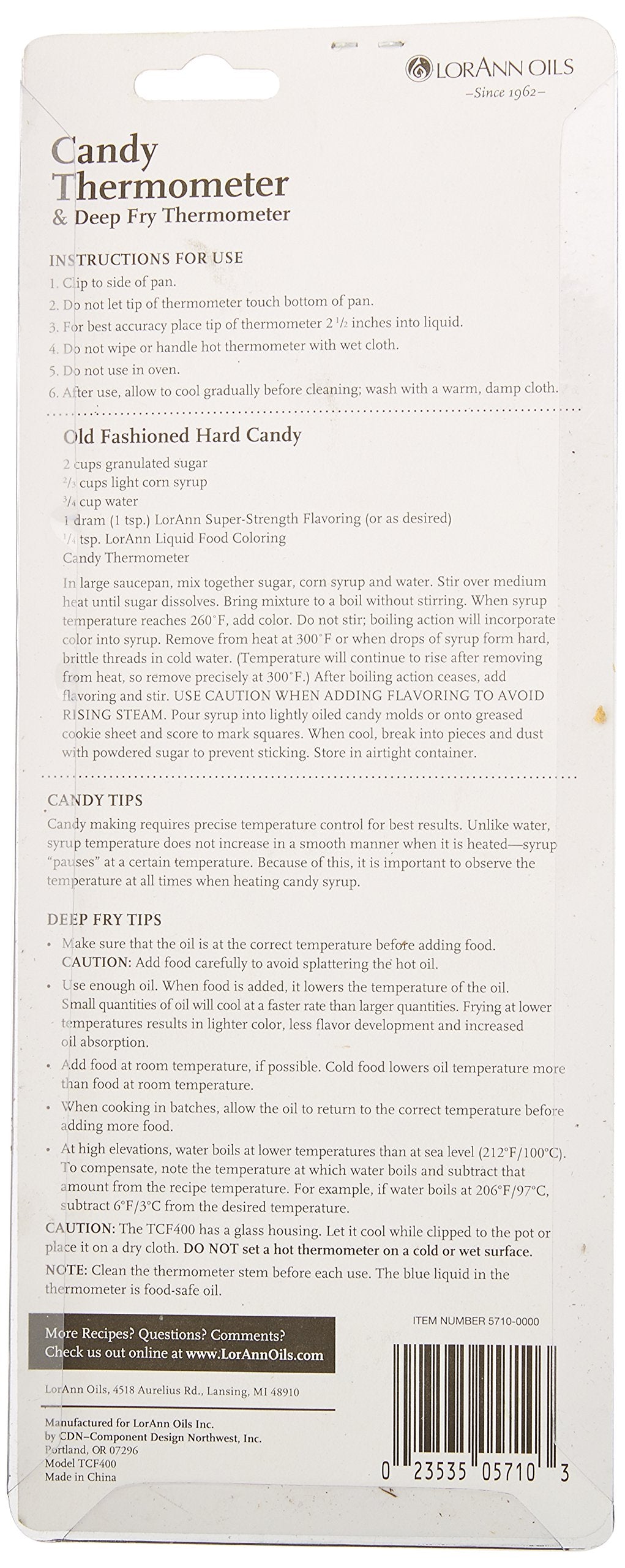 LorAnn Candy Thermometer-75F to 400F - 25C to 200C