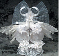Doves & Satin Bells Cake Topper D45, 10" High