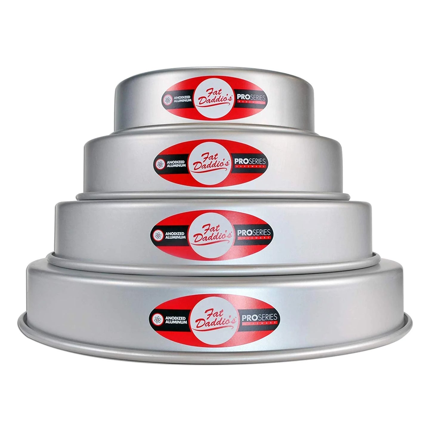 Fat Daddio's Round Aluminum Pans, 16-Gauge Hard Anodized Aluminum, Galvanized Steel 2" high and up to 18" Diameter