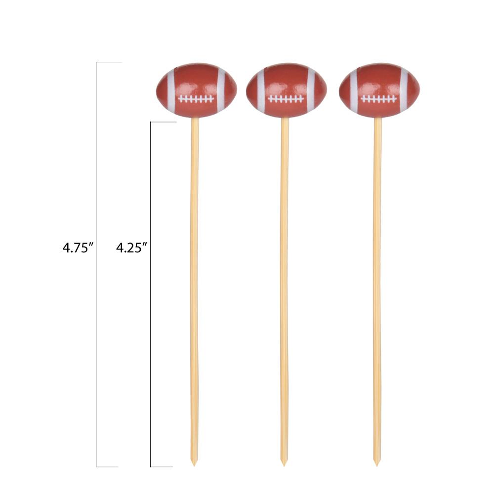Football Bamboo Food / Cocktail Pick, 4 3/4" - 100 or 1000 count