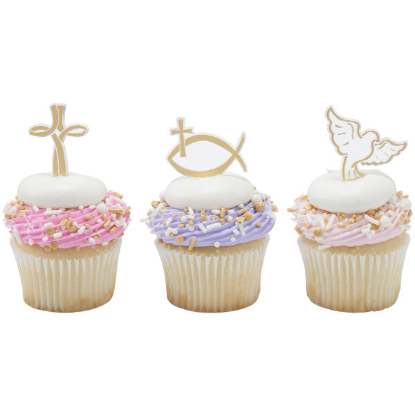 Religious Cake Set, Easter, Communions, Confirmations, Baptisms, Spiritual Cupcake Picks