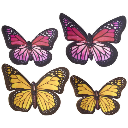 Yellow And Pink Butterflies Gum Paste - 20 pc