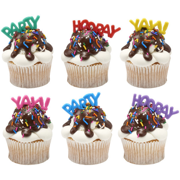 Mini Bright Balloon Words Cupcake Layon - 24 or 72 ct