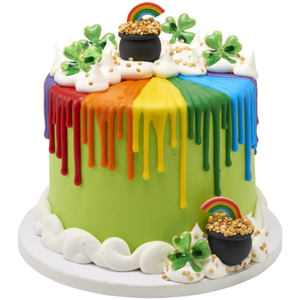 Shamrock Puffy Glitter Cupcake Rings - 24 or 144 ct