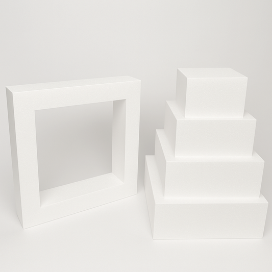 Oasis Supply "Hollow Donut Style EPS Styrofoam Dummy Cake Set - 5" High by 6" 8" 10" 12" 14" -- Stack up to 5 Tiers